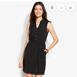 Alfani Sleeveless Collared Mini Dress in Black with Gold Buttons